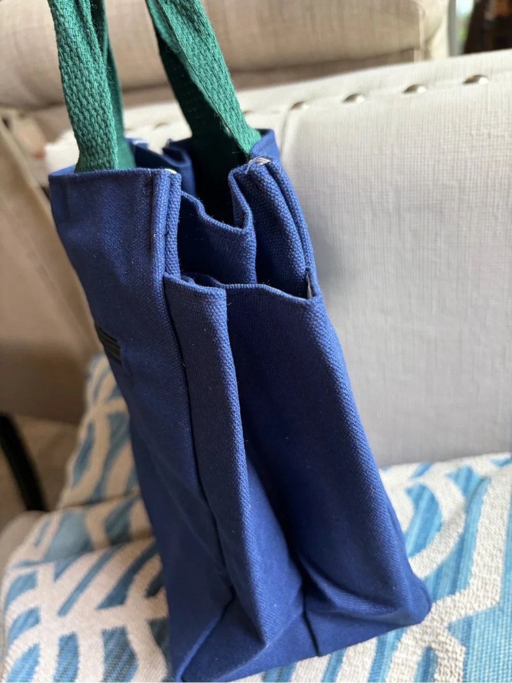 Starbucks Navy Canvas Tote with Green Handles